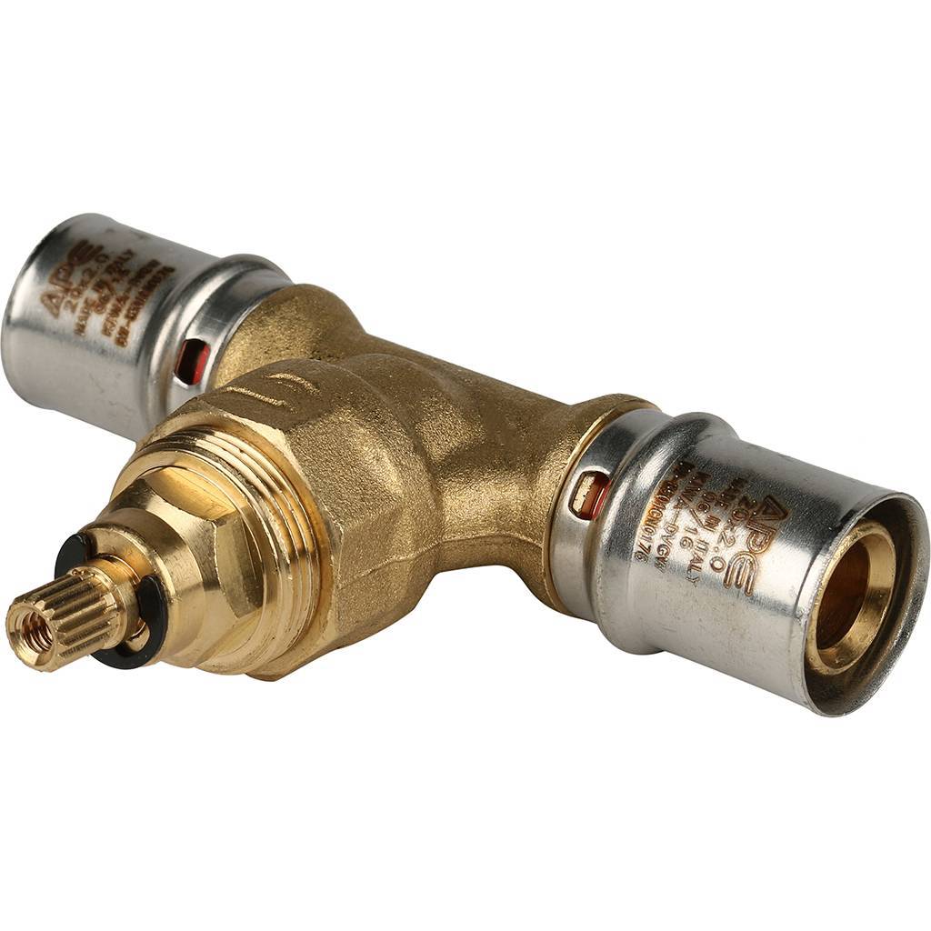 Вентиль с хромированной ручкой STOUT 20х20 для металлопластиковых труб прессовой, SFP-0014-002020