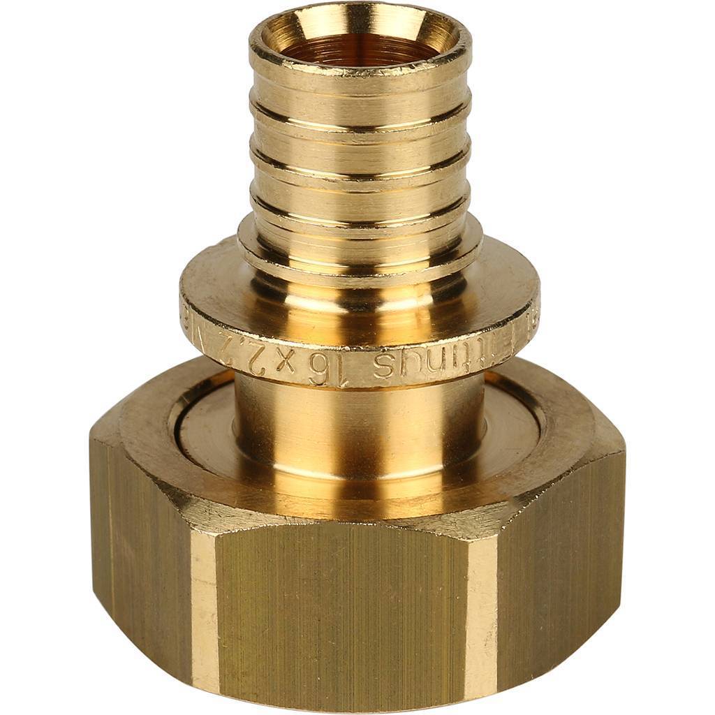 Переходник STOUT с накидной гайкой (евроконус) 16xG 3/4 для труб из сшитого полиэтилена аксиальный, SFA-0034-001634