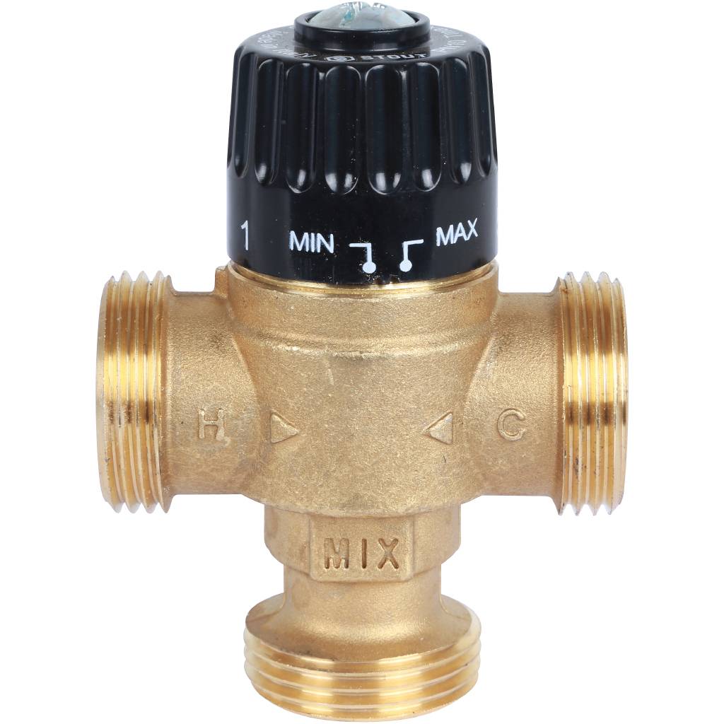 Термостатический смесительный клапан для систем отопления и ГВС STOUT 30-65°С KV 1,8, SVM-0125-186525