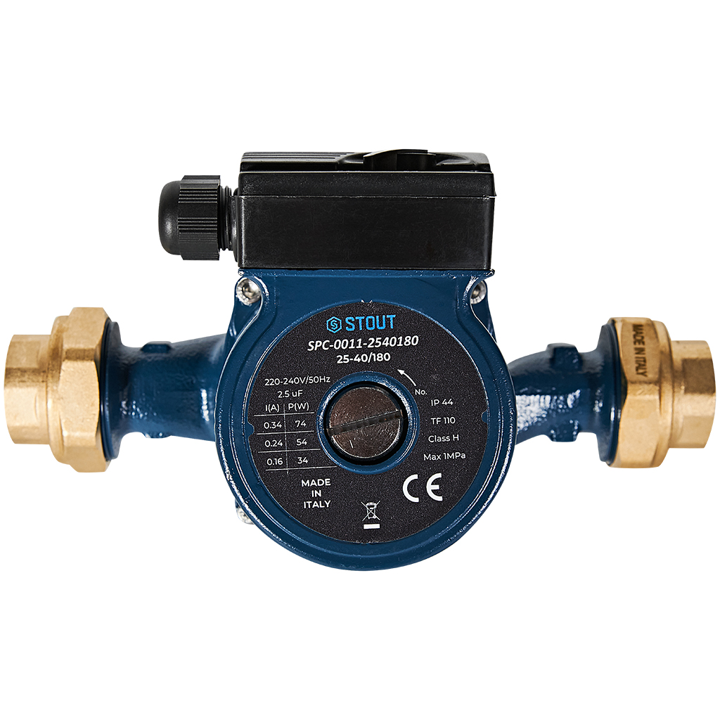 Циркуляционный насос STOUT 25-40/180 220/240V 50Hz с латунными гайками G 1 1/2 x Rp 1, SPC-0011-2540180