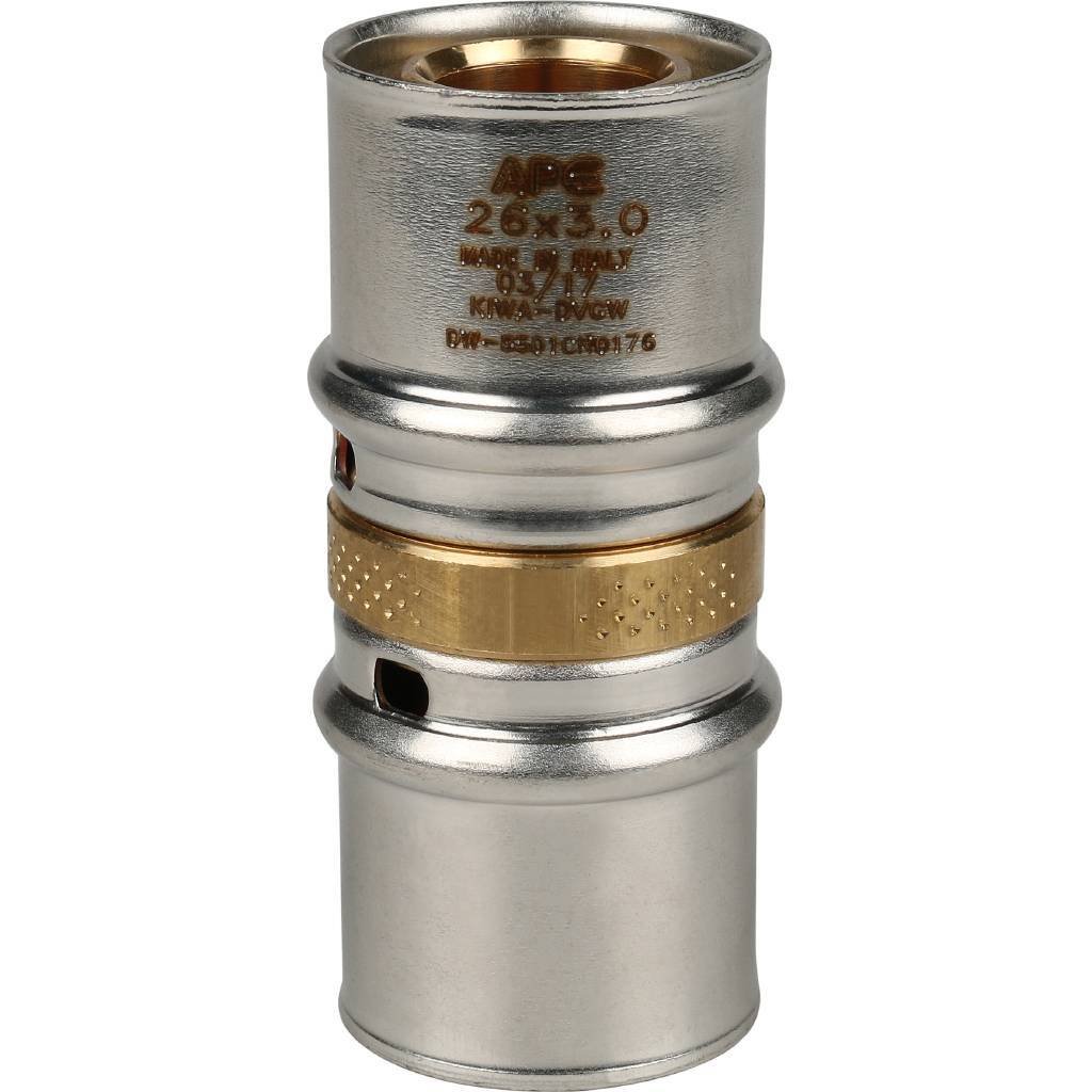 Муфта STOUT соединительная равнопроходная 26х26 для металлопластиковых труб прессовой, SFP-0003-002626