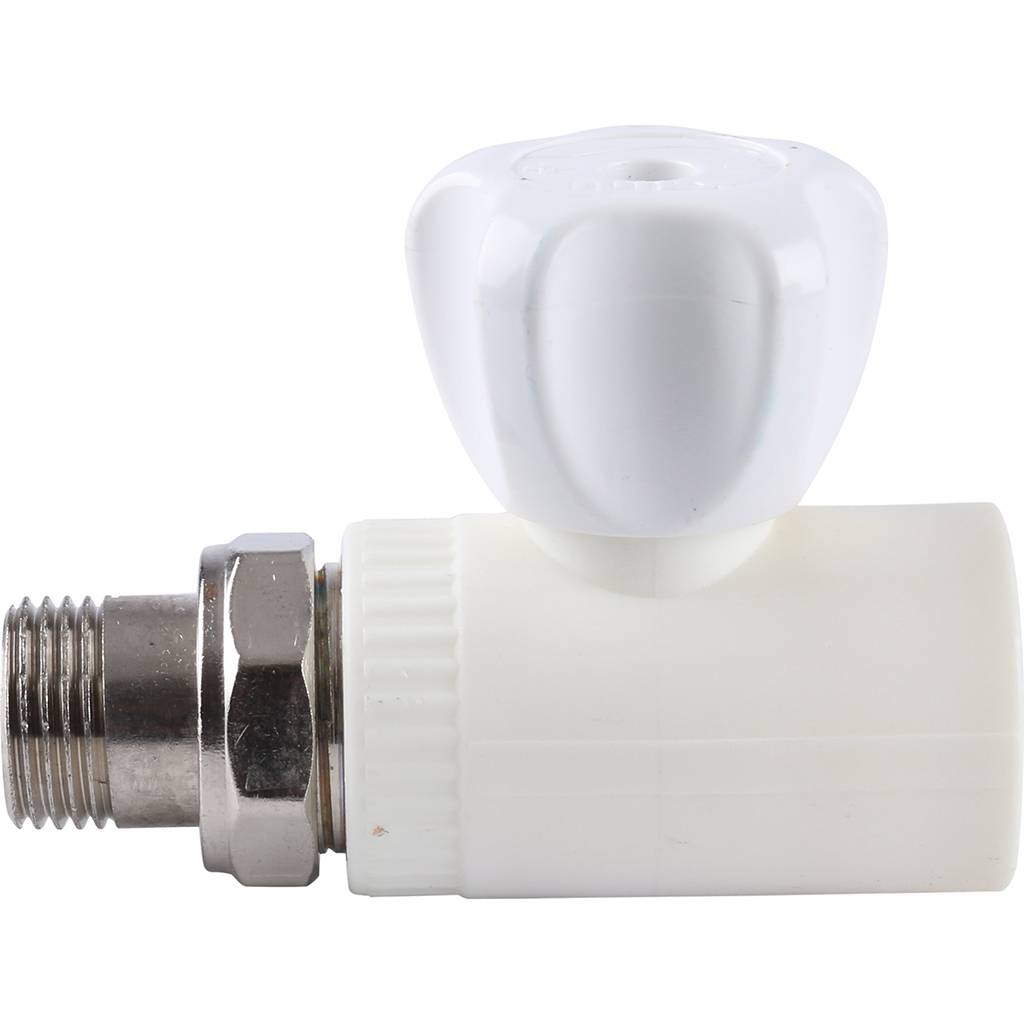 Кран шаровой Kalde разборный прямой с накидной гайкой 25x 1/2 для полипропиленовых труб под сварку (цвет белый), 3242-vlr-250b00
