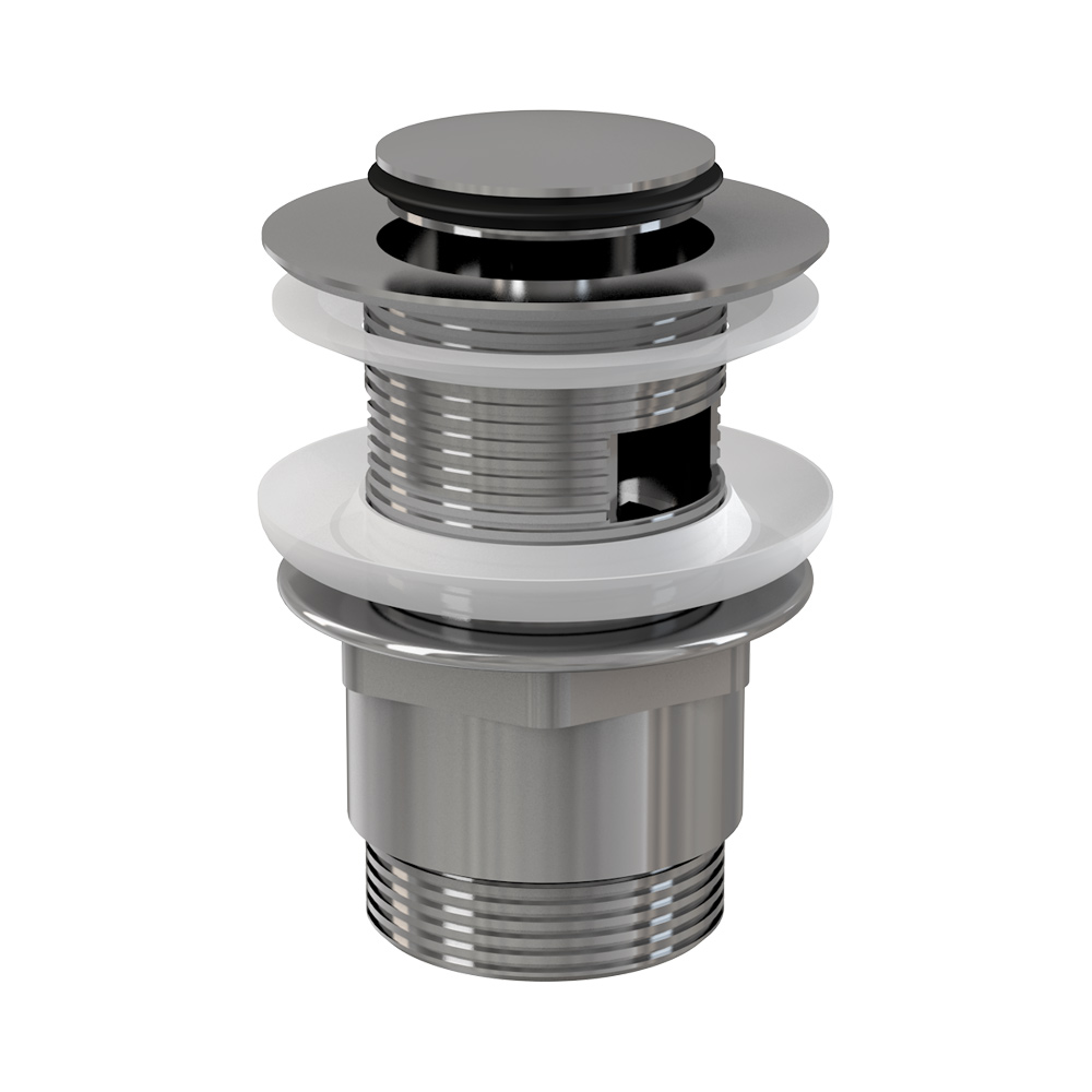 Донный клапан сифона для умывальника AlcaPlast CLICK/CLACK 5/4 , цельнометаллический с переливом и малой заглушкой, A39