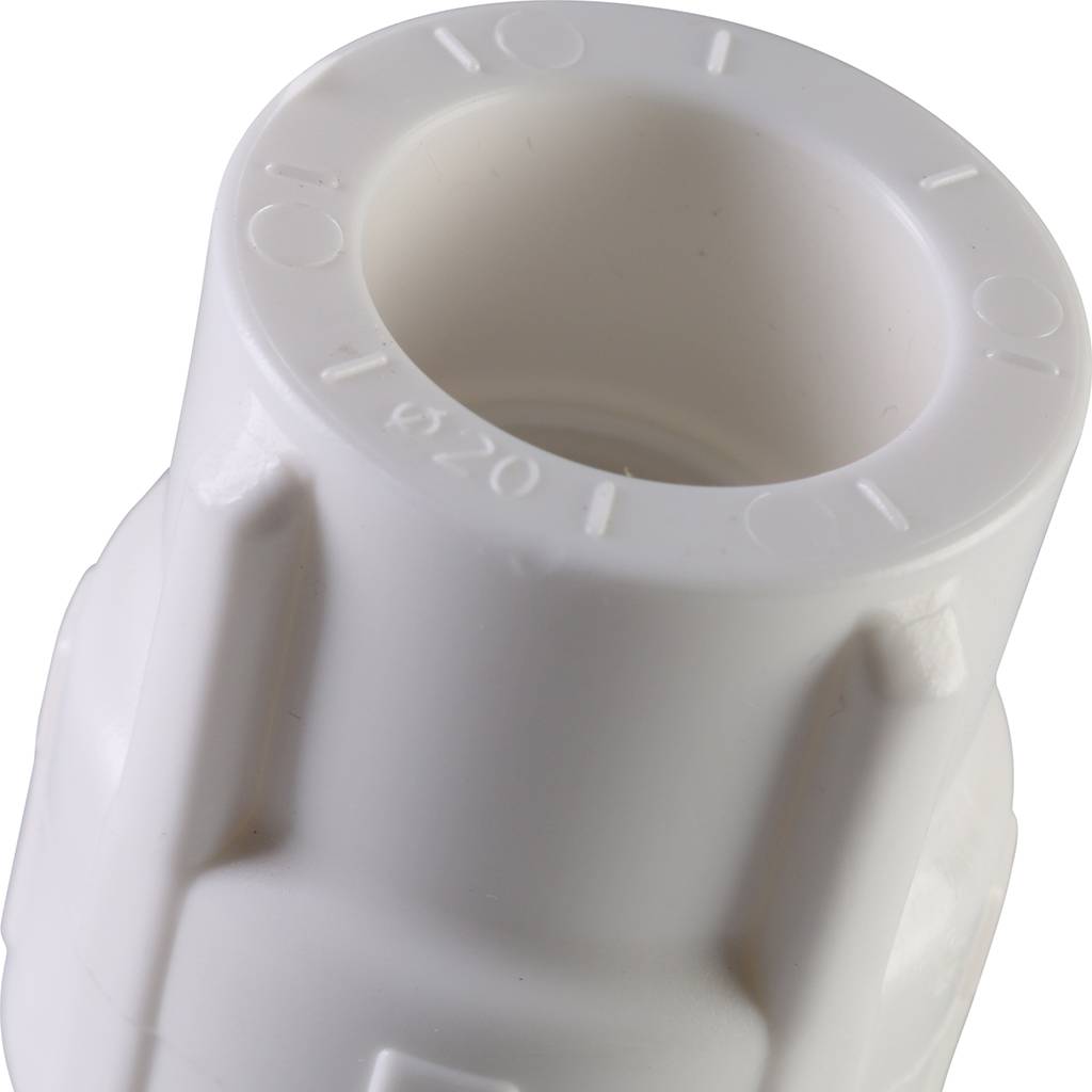 Муфта комбинированная Политэк 20х1/2 внутр. резьба для полипропиленовых труб под сварку (цвет белый), 9100002012