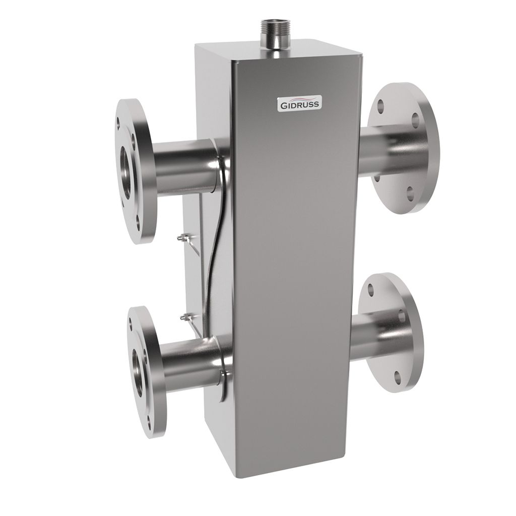 Гидравлический разделитель GIDRUSS GRSS-250-50F (нерж., до 250 кВт, фланец 1-50-10 ГОСТ 12820-81, сечение корпуса 150х150 мм), 12 00250 19