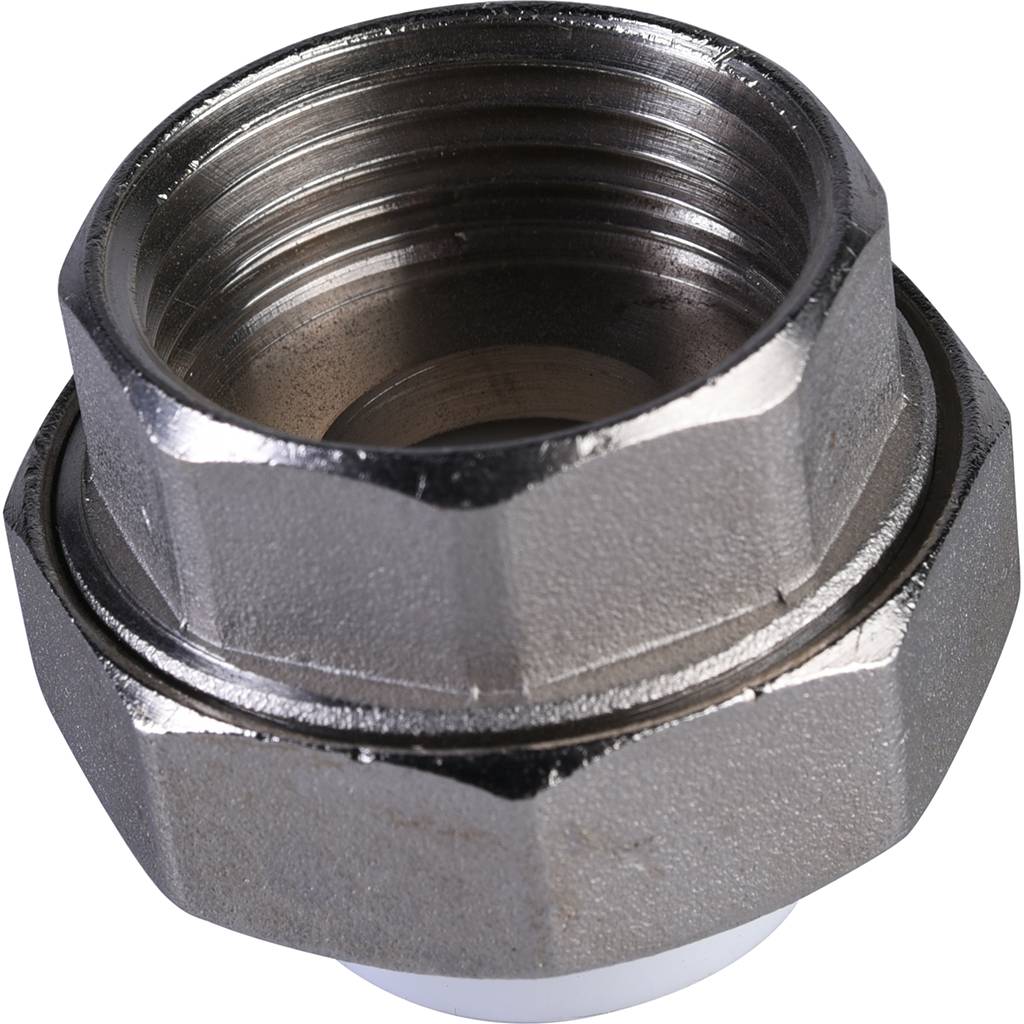 Муфта разъемная с наружной резьбой Политэк 20х1 для полипропиленовых труб под сварку (цвет белый)