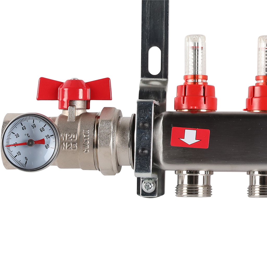 Коллектор из нержавеющей стали в сборе с расходомерами ROMMER 6 выходов, RMS-1210-000006