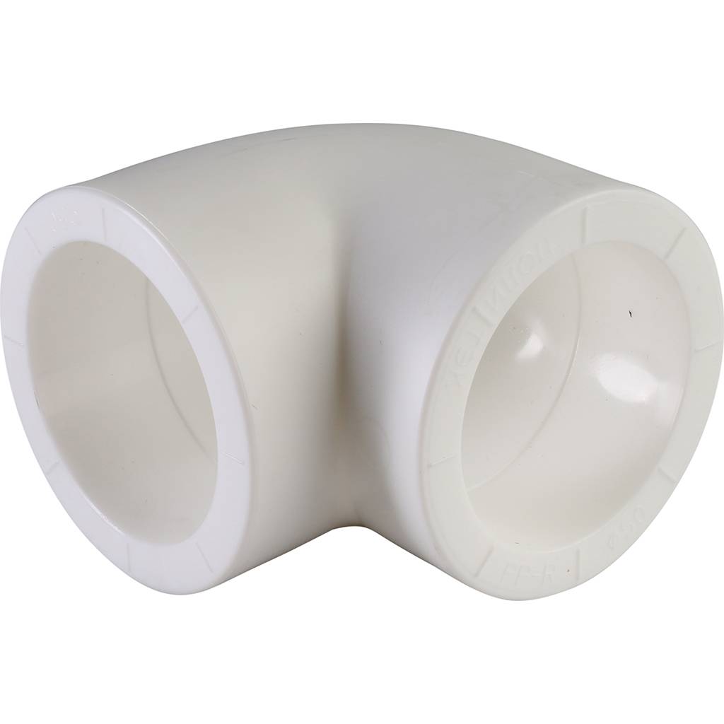 Угольник Политэк d=50 90* для полипропиленовых труб под сварку (цвет белый), 9000000350