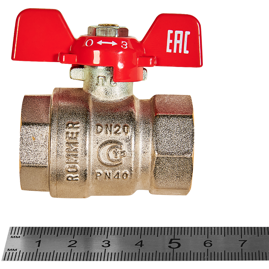 Кран шаровой ROMMER ВР/ВР, ручка бабочка 3/4