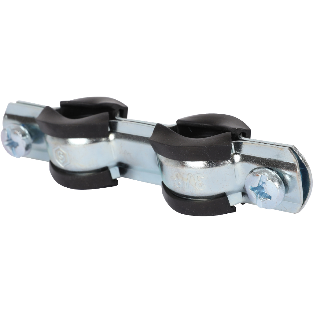 Комплект двойной хомут для труб STOUT хомут+шпилька шуруп +дюбель пластиковый 3/8 (15-19), SAC-0020-200038