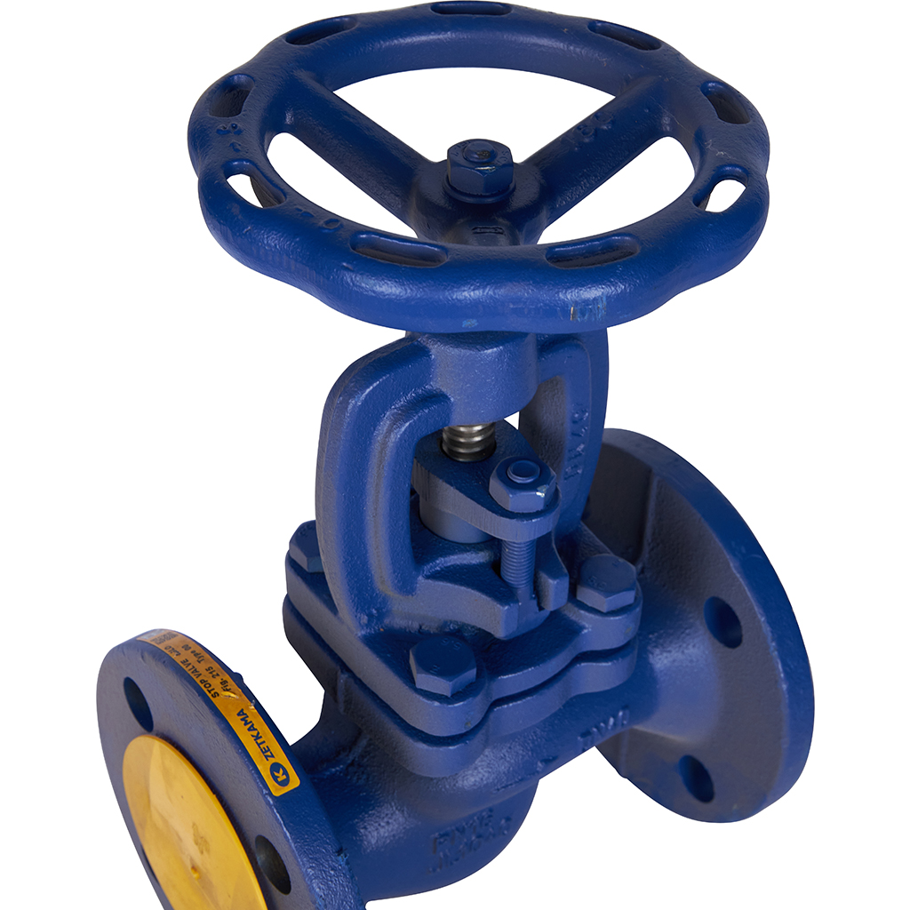 Клапан запорный ZETKAMA 215A Ду40 Ру16 фланцевый из чугуна, 215A040C00