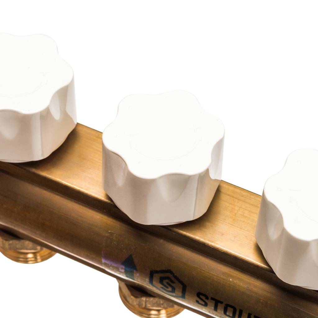 Распределительный коллектор из латуни без расходомеров STOUT 10 выходов, SMB 0468 000010