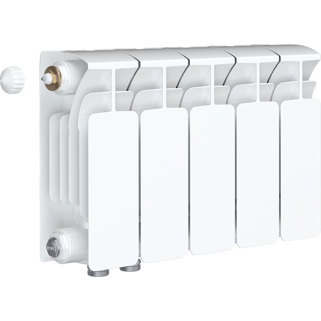 Радиатор биметаллический RIFAR BASE VENTIL 200 BVR 5 секций нижнее правое подключение (белый RAL 9016), 1RB20.VR-5