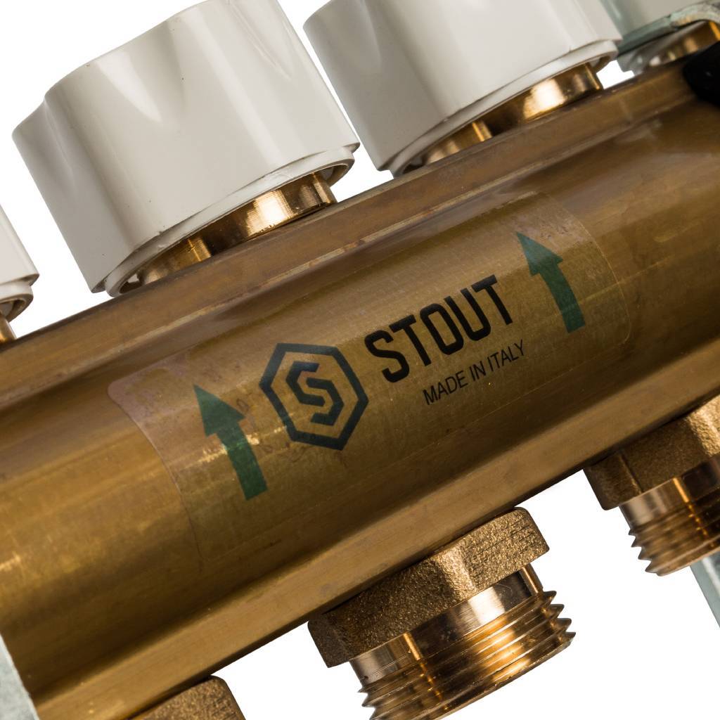 Распределительный коллектор из латуни без расходомеров STOUT 5 выходов, SMB 0468 000005