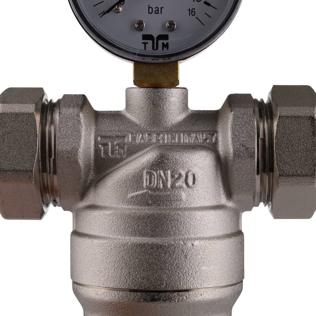 Фильтр с манометром TIEMME 3/4 со сгонами, с латунной колбой, промывной, 3130003