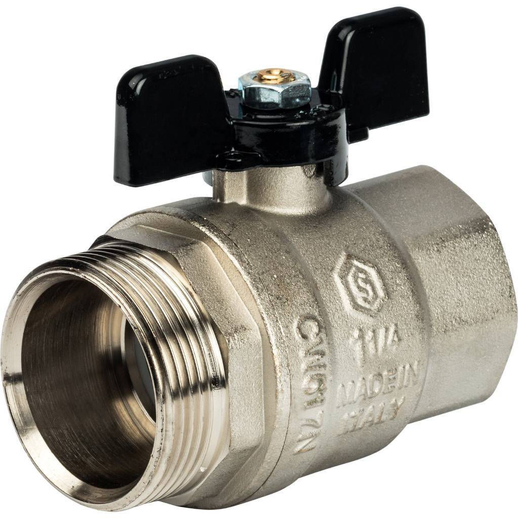 Кран шаровой STOUT полнопроходной, ВР/НР, ручка бабочка 1 1/4, американка, SVB-0007-000032