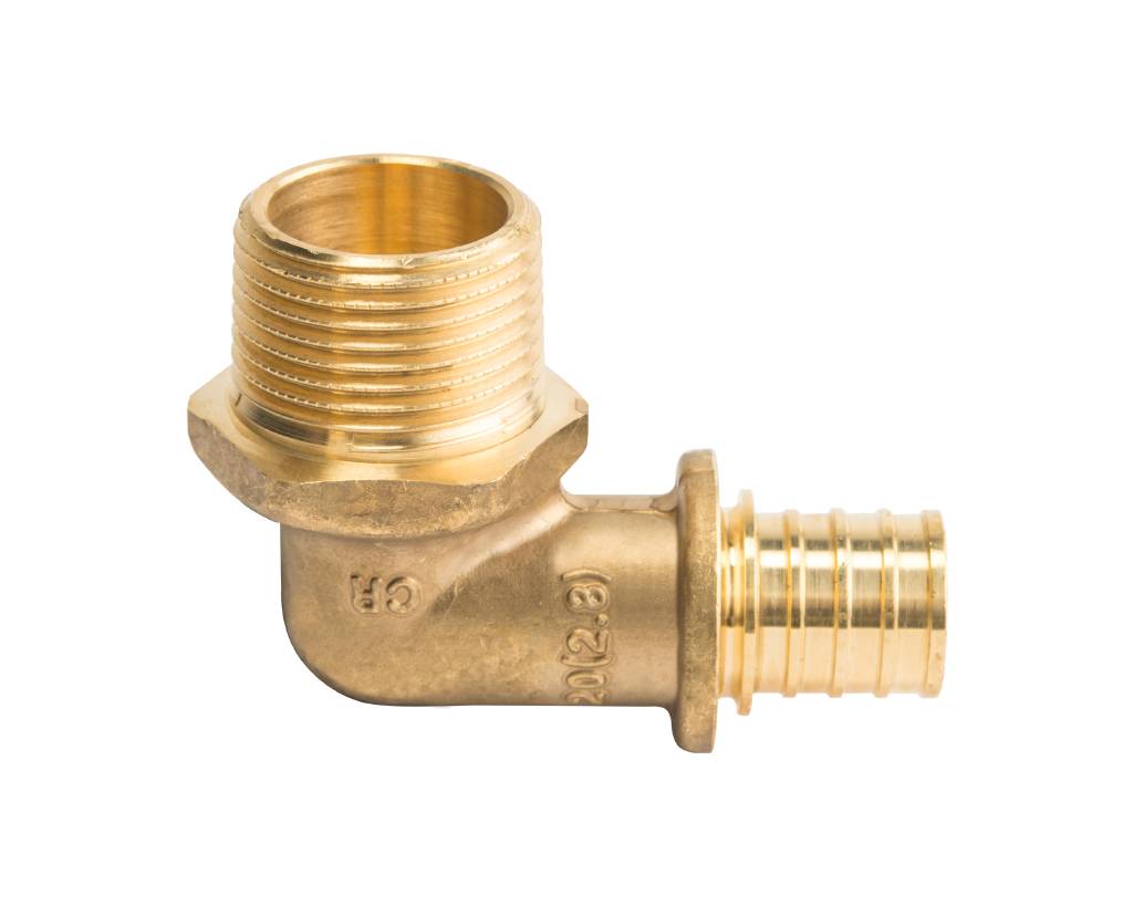 Угольник-переходник STOUT с наружной резьбой 20xR 3/4 для труб из сшитого полиэтилена аксиальный, SFA-0005-002034