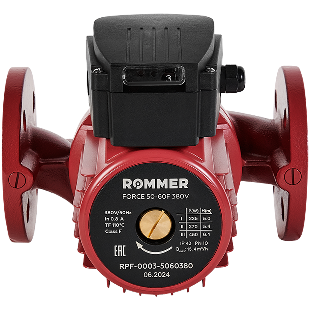 Насос циркуляционный фланцевый трехскоростной ROMMER RPF 50-60F 380V