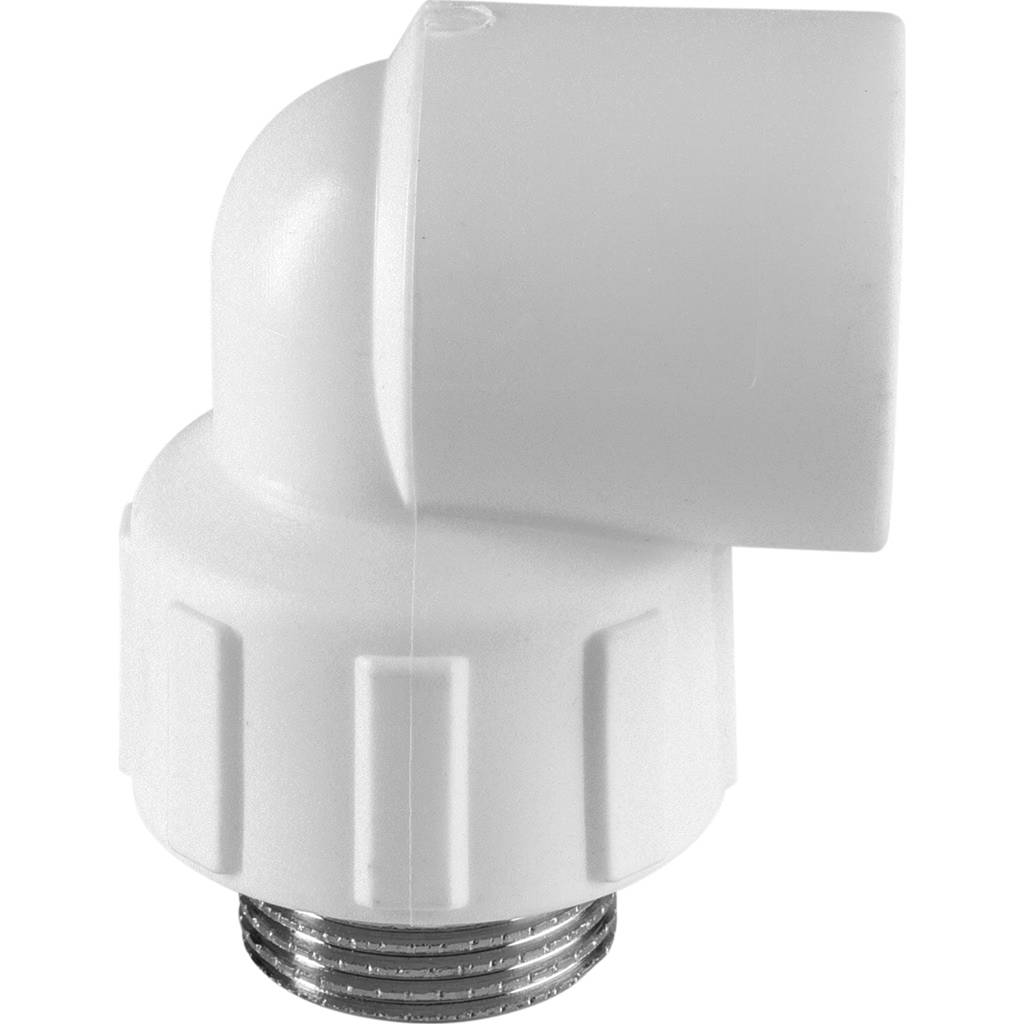 Угольник Политэк 25x3/4 с наружной резьбой для полипропиленовых труб под сварку (цвет белый), 9410002534