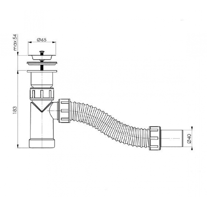 BETTOSERB 125310 BETTOSERB Сифон для раковины с выпуском