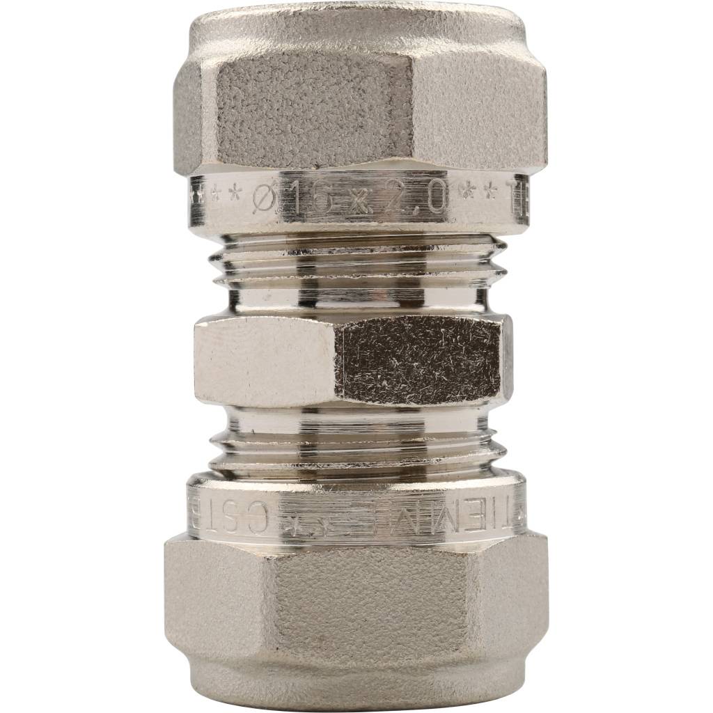 Муфта TIEMME соединительная (16х2.0) для металлопластиковых труб винтовой, 1600012