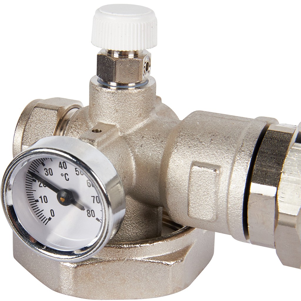 Насосно-смесительный узел STOUT SDG-0120 с термостатическим клапаном и байпасом, без насоса, SDG-0120-002000