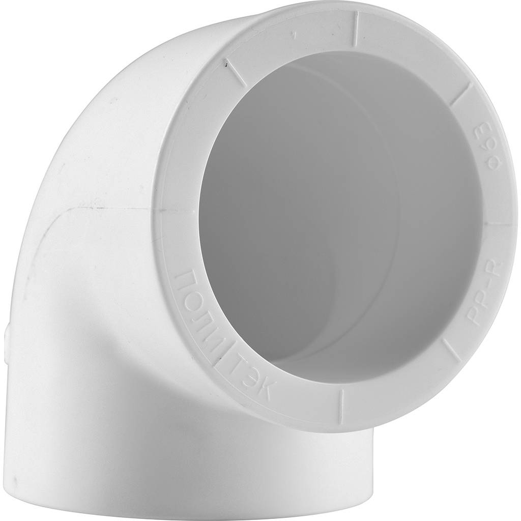 Угольник Политэк d=63 90* для полипропиленовых труб под сварку (цвет белый), 9000000363