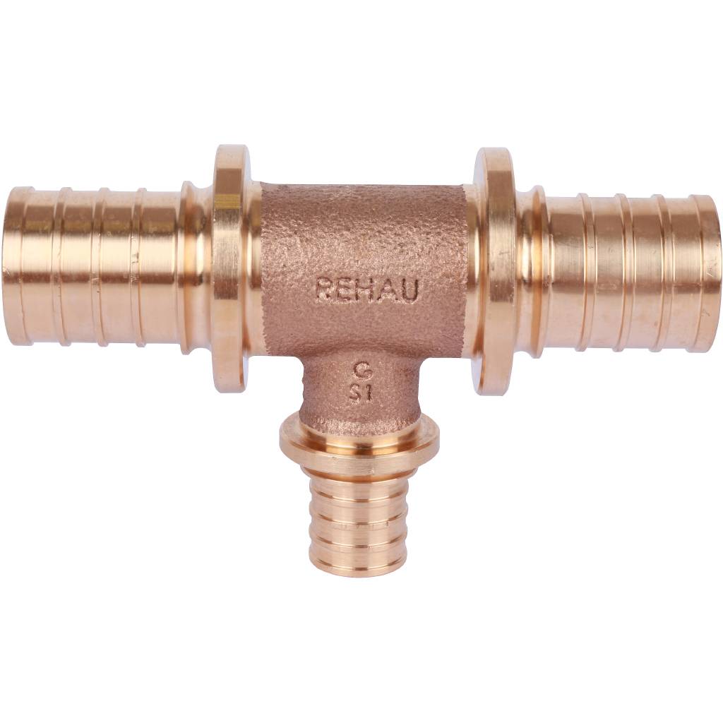 Тройник РЕХАУ RAUTITAN PLATINUM с уменьшенным боковым проходом 32-20-32 RX для труб из сшитого полиэтилена аксиальный, 14564581001