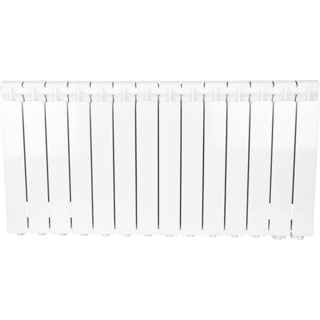 Радиатор алюминиевый STOUT Bravo 500 14 секции нижнее правое подключение (белый RAL 9010), SRA-0120-050014