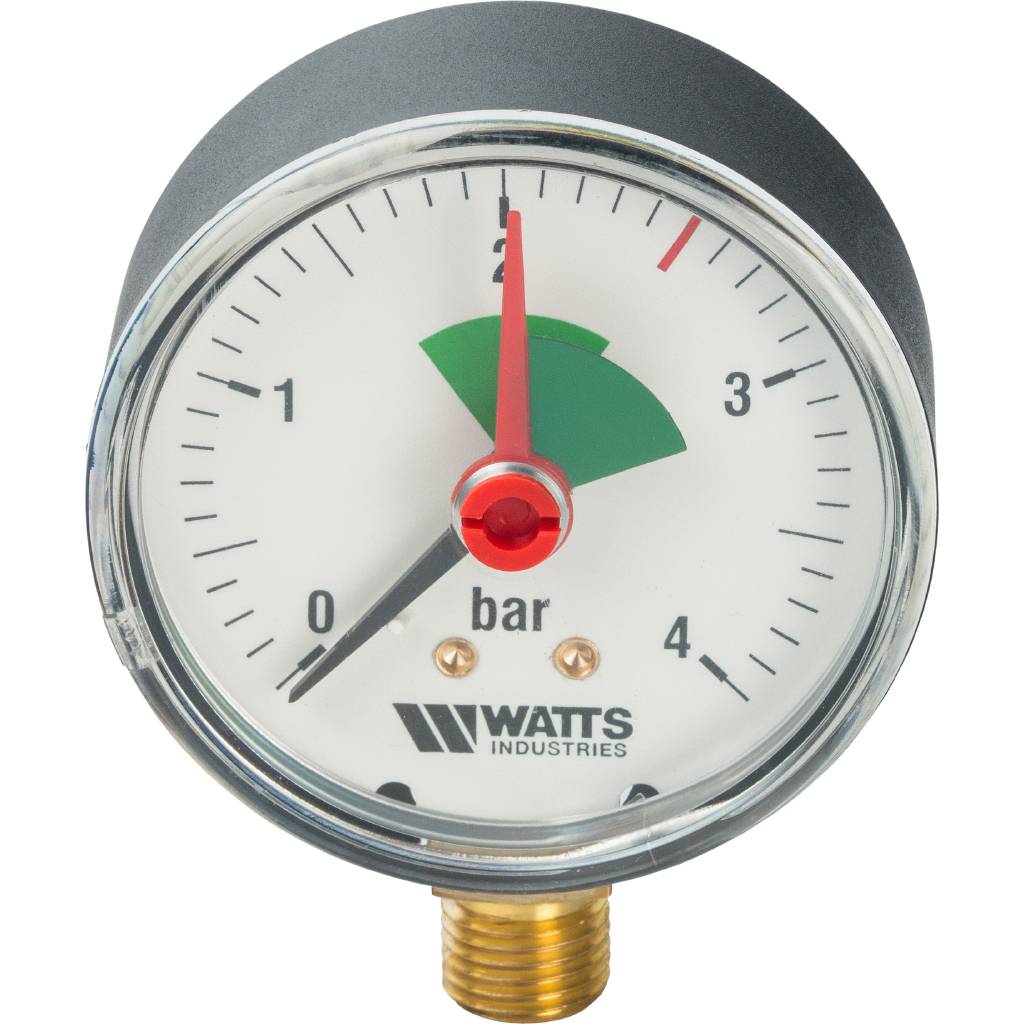 Манометр радиальный WATTS 80мм 1/2 давление 4 бар