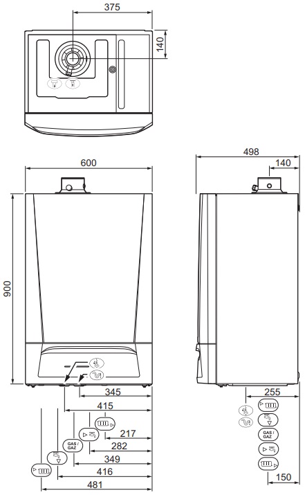 Газовый настенный котел DeDietrich EVODENS AMC 25/39 BIC 38,5 кВт с буферным баком для ГВС 40 л с автоматикой DIEMATIC Evolution, с монтажной рамой, без дымохода
