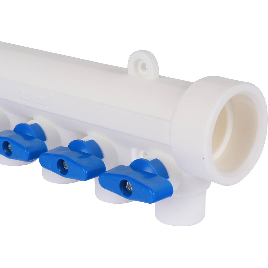 Коллектор с запорными кранами для полипропиленовых труб Kalde (5 выходов)