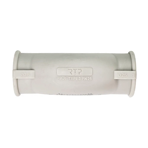 Обводное колено с муфтой короткое PPR 25,  серый, РТП