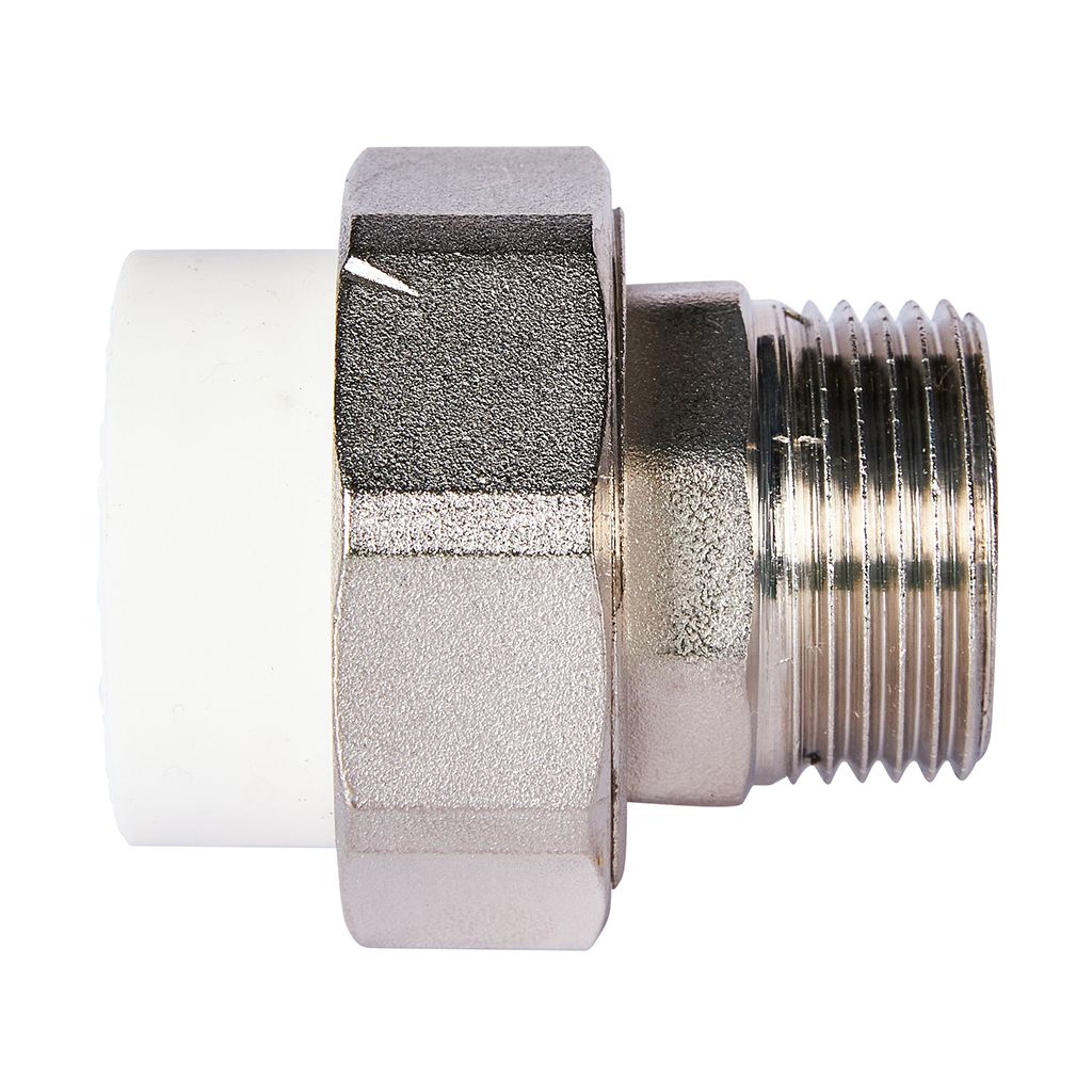 Муфта комбинированная Pro Aqua d=32-1 PP-R разъемная (американка) УСИЛЕННАЯ НР Белая