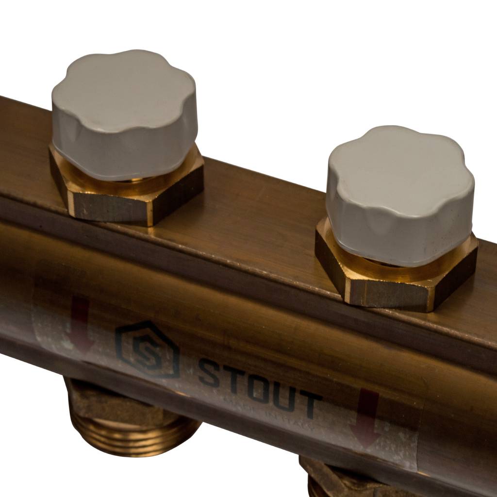 Коллектор распределительный из латуни без расходомеров STOUT 8 выходов, SMB 0468 000008