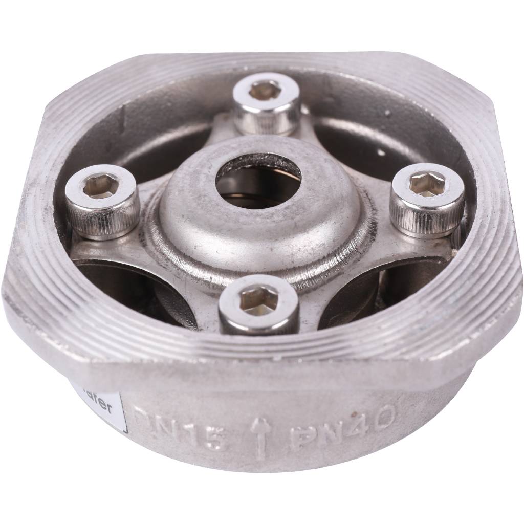 Клапан обратный пружинный ZETKAMA 275I Ду15 Ру40 межфланцевый из нерж. стали, 275I015E51