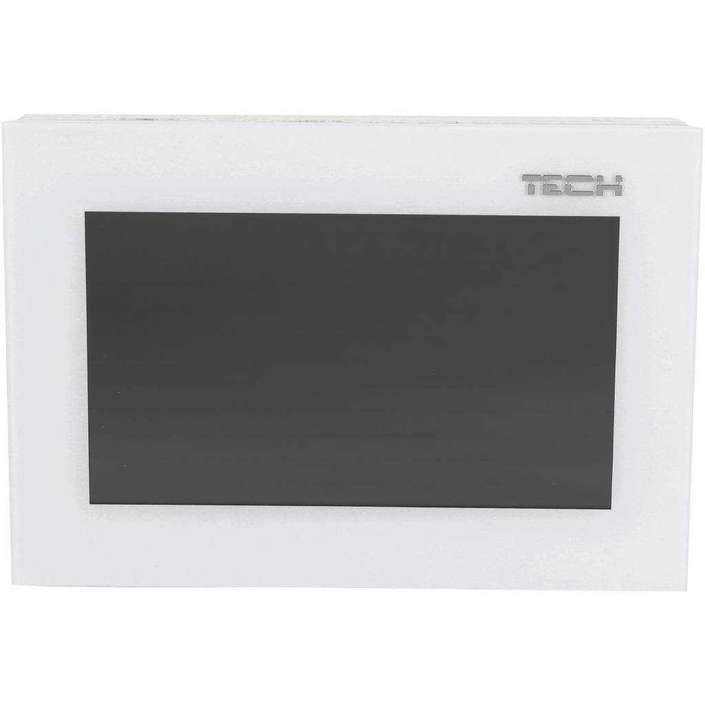 Комнатный двухпозиционный  регулятор цветной (стекло 2мм, скрытый монтаж) белый TECH ST-283 C