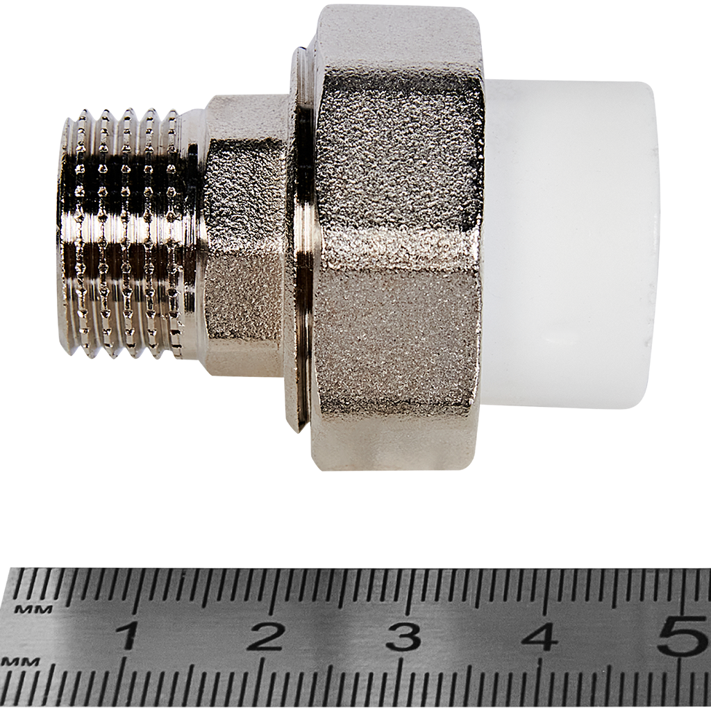 Муфта комбинированная Pro Aqua d=20-1/2 PP-R разъемная (американка) НР Белая