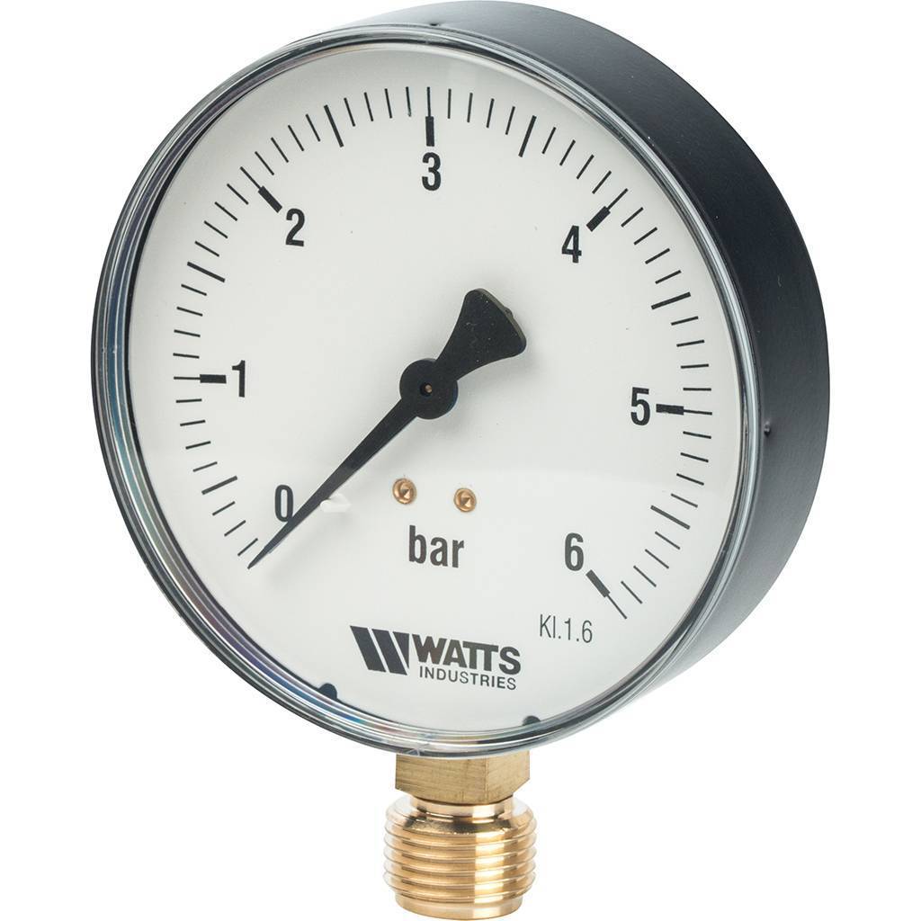 Манометр радиальный WATTS 100мм 1/2 давление 6 бар