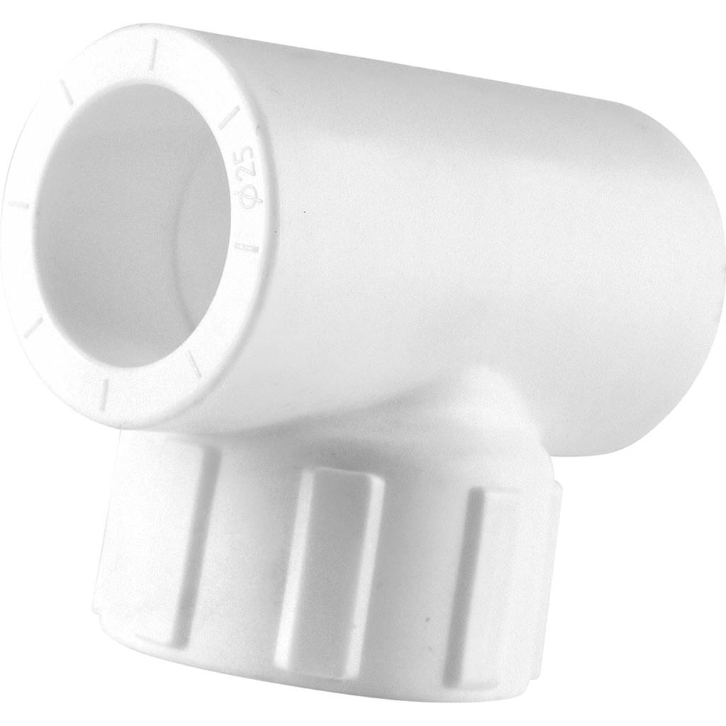 Тройник Политэк 25х3/4 с внутренней резьбой для полипропиленовых труб под сварку (цвет белый)