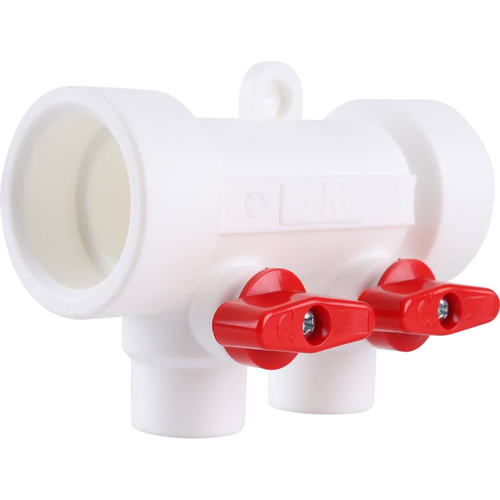 Коллектор с воздухоотводиком и запорными кранами Kalde (2 выхода)