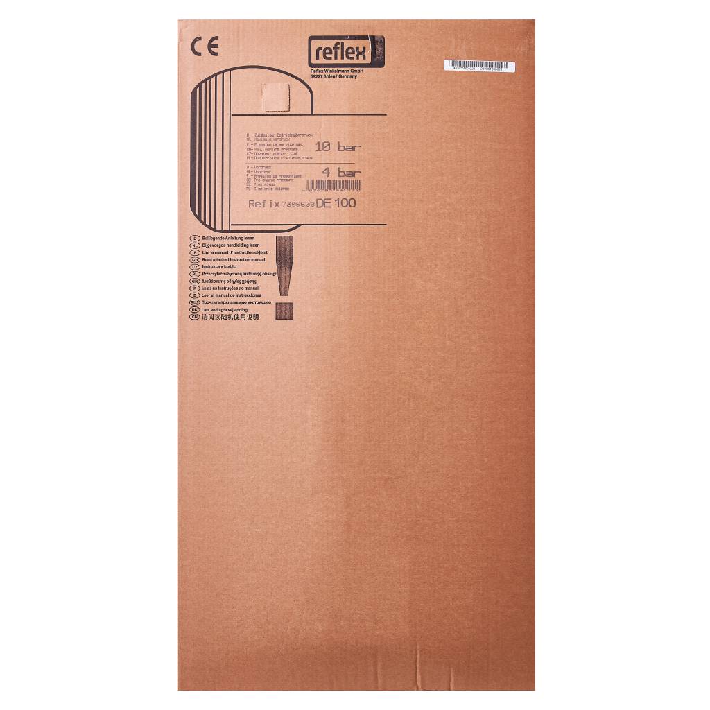 Мембранный бак Reflex DE 100/10 для водоснабжения вертикальный (цвет синий), 7306600