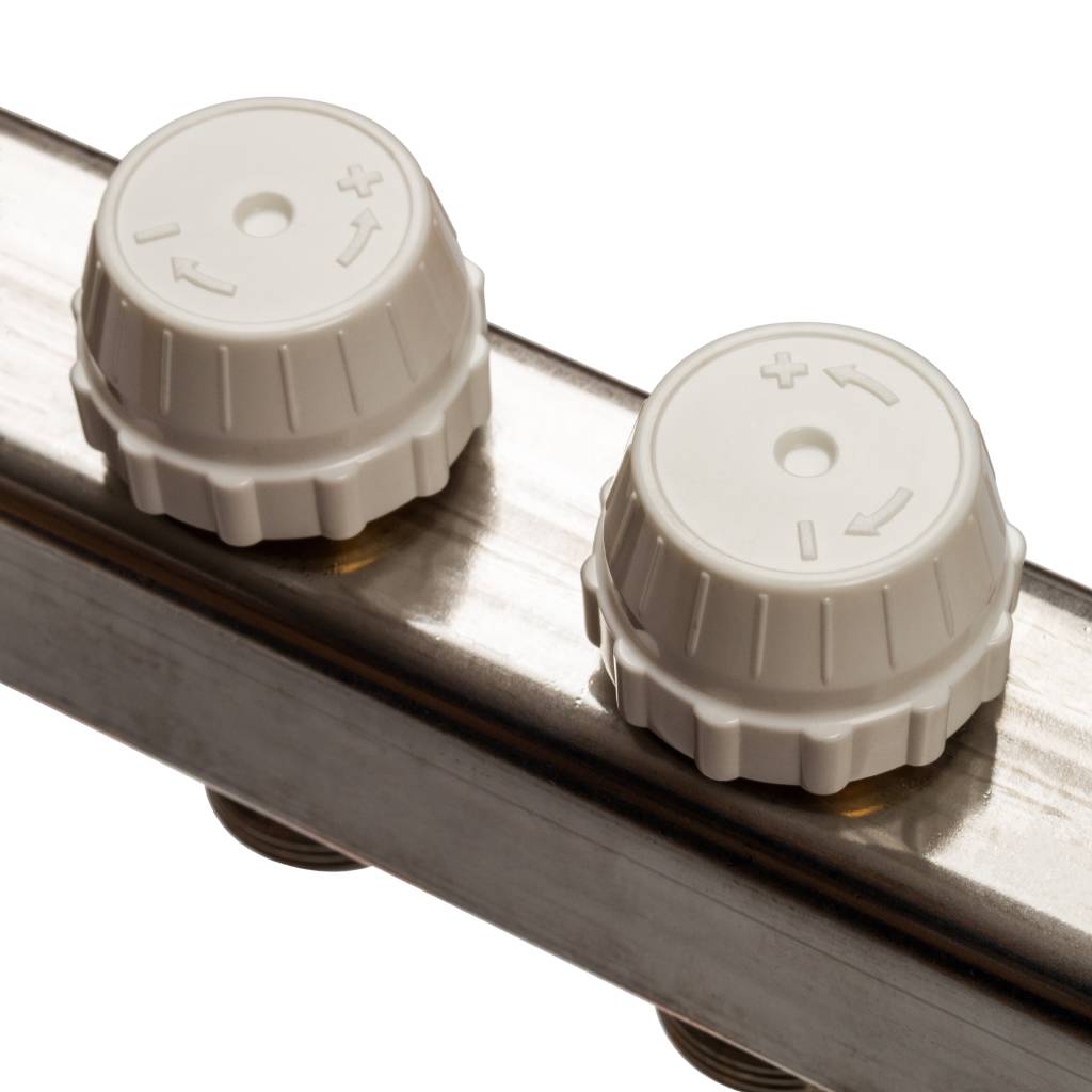 Коллектор из нержавеющей стали без расходомеров, с клапаном вып. воздуха и сливом STOUT 10 выходов, SMS-0932-000010