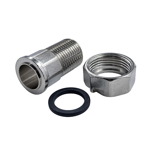 Штуцер для присоединения счетчика воды, латунь, наружная резьба 1/2 L 40, еврослот, никель, RTP