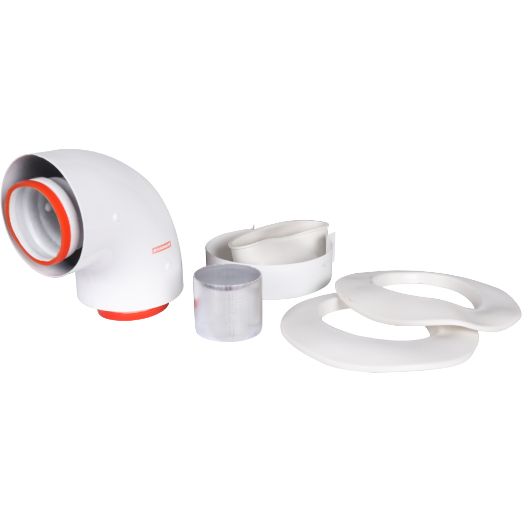 Начальный участок традиционный 90° коаксиальный ROMMER D60(м-м)/100(п-п) хомут в комплекте + втулка D60 L-50, RCA-6010-210190