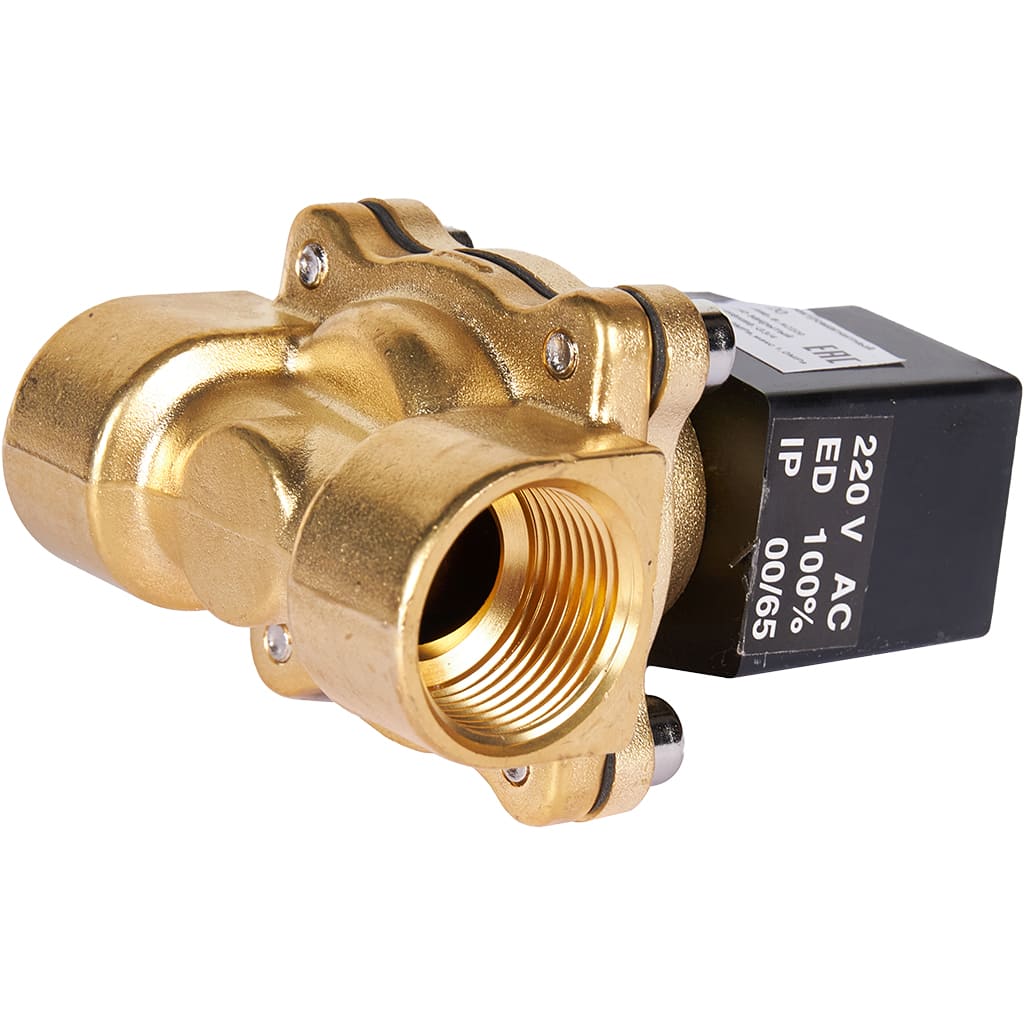 Клапан электромагнитный (соленоидный) двухходовой РОСМА СК-11-20 G3/4, НЗ, 220В, прямого действия, корпус - латунь, уплотнение - NBR, 00000011326