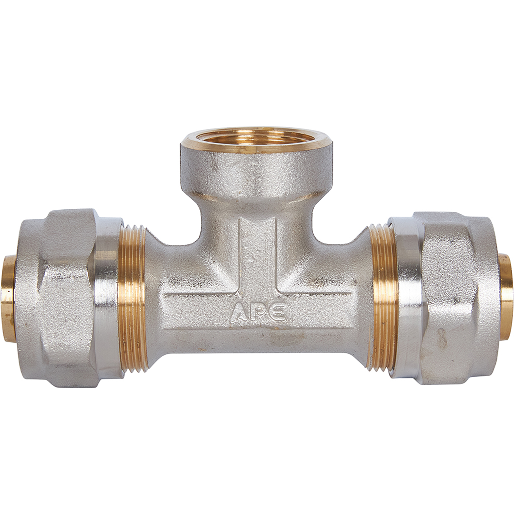 Тройник-переходник STOUT с внутренней резьбой 3/4 х26 для металлопластиковых труб винтовой, SFS-0012-003426