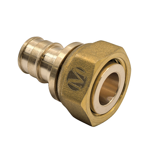 Муфта с накидной гайкой (евроконус) радиальная, латунь,16х2,2х3/4, никель, RTP