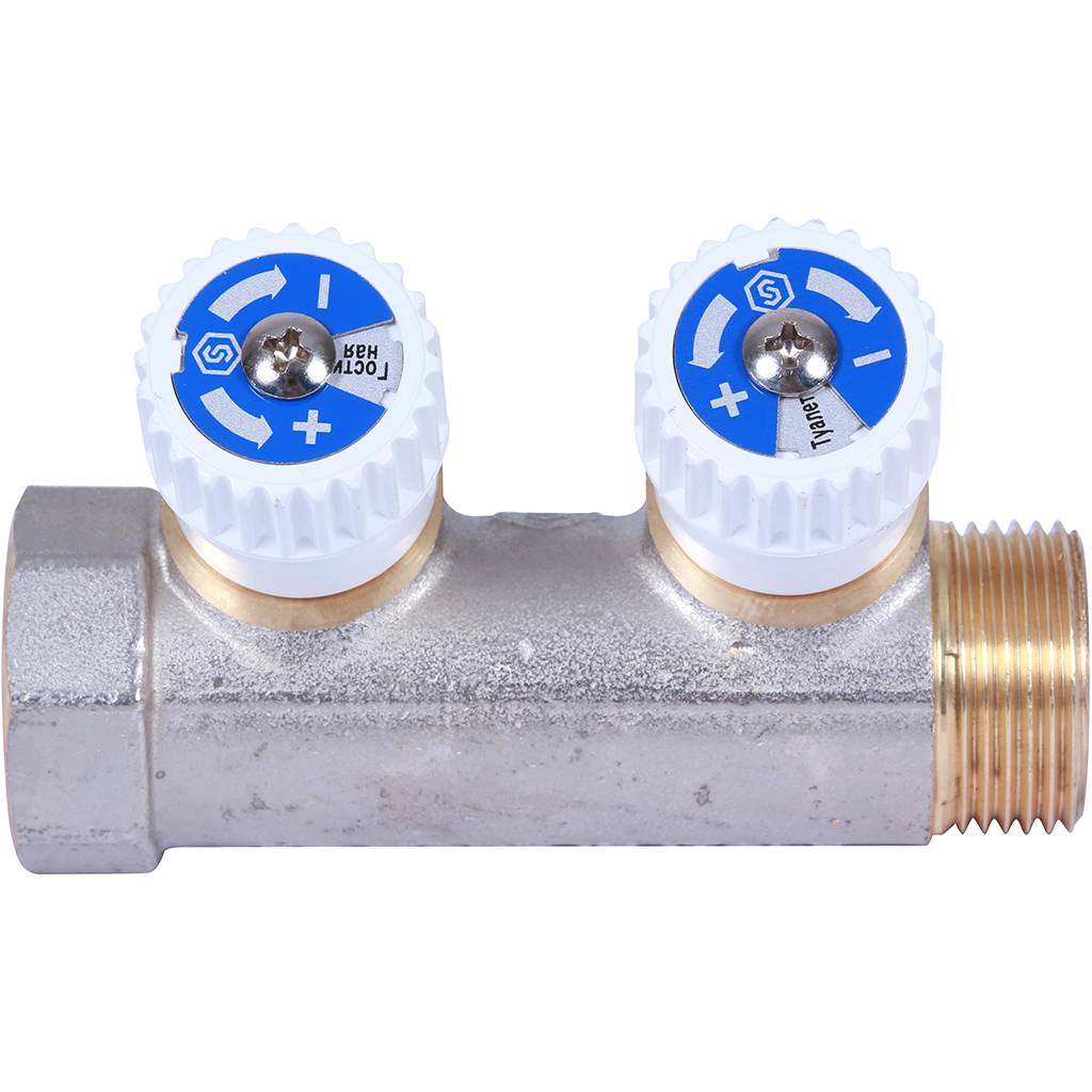 Коллектор распределительный STOUT 3/4, 2 отвода 1/2  плоское уплотнение