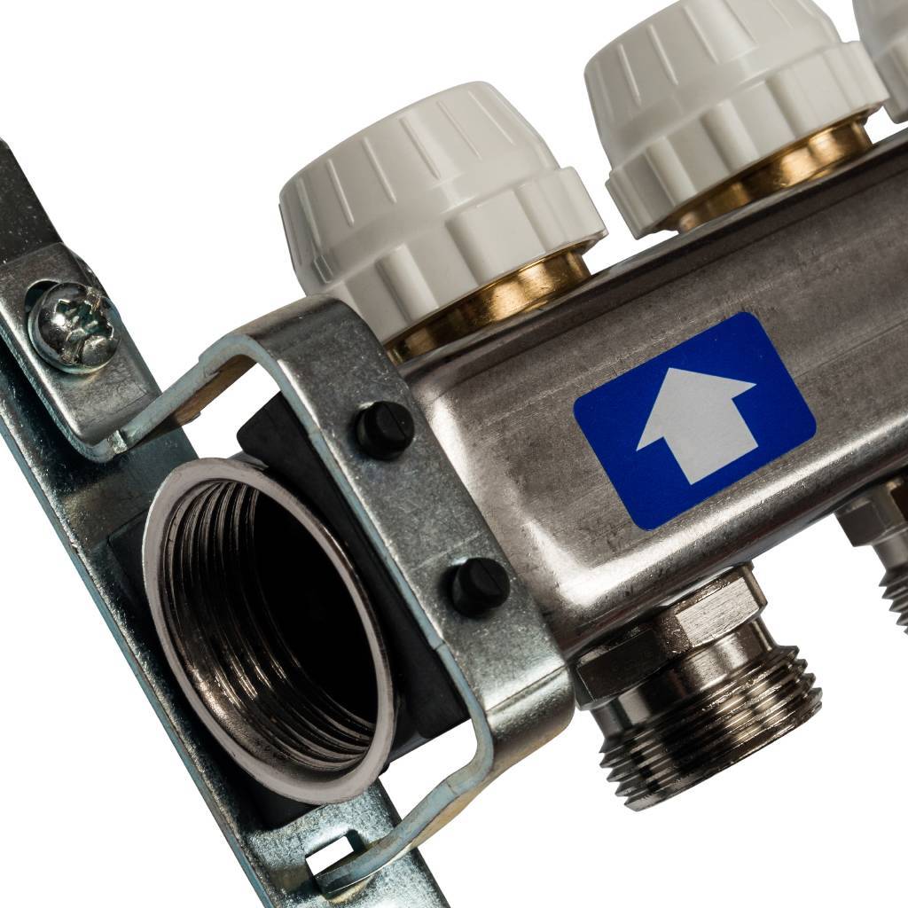 Коллектор из нержавеющей стали с расходомерами, с клапаном вып. воздуха и сливом STOUT 8 выходов, SMS-0927-000008